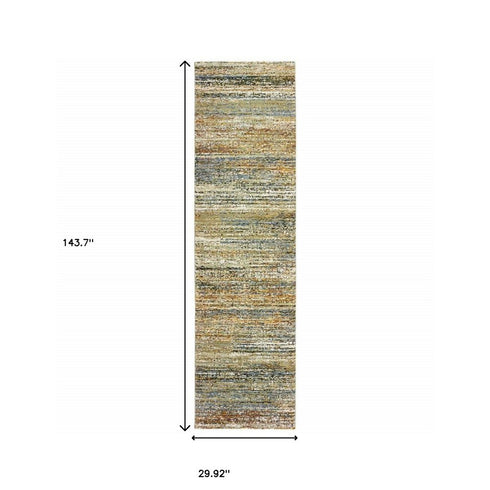 2' X 8' Gold And Slate Abstract Runner Rug